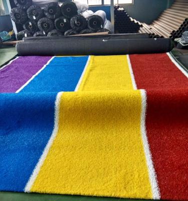 Nice Looking Rainbow Grass Artificial Turf For Kindergarten Amusement Park School