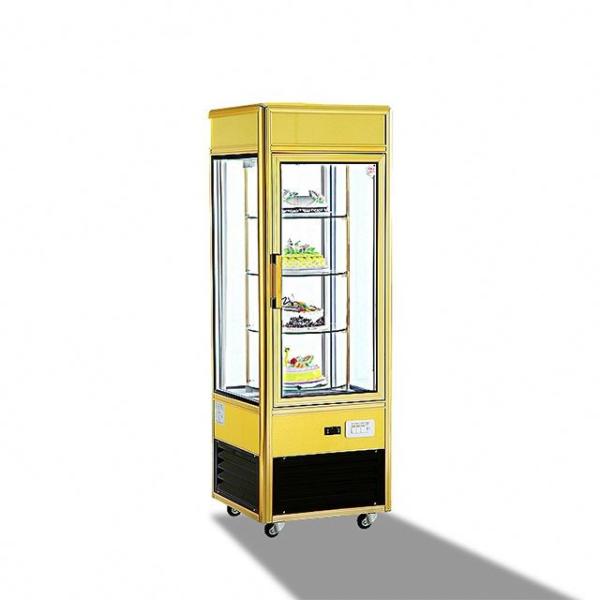 418L Fan Cooling Single Temperature Refrigerated Cake Display Cabinets All - Sides Glass Aluminium Frame