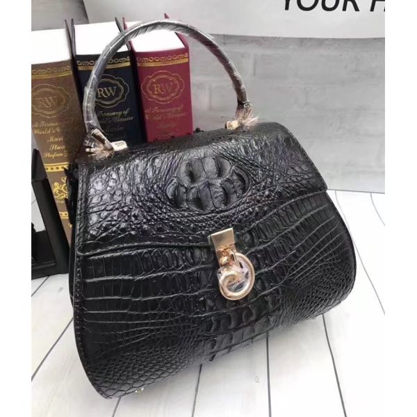 Authentic Crocodile Skin Lady Saddle Purse Genuine Alligator Leather Female Small Handbag Women Crossbody Shoulder Bag