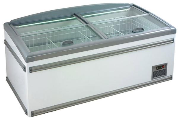 630L Four Sliding Glass Door Island Freezer , Commercial Deep Freezer For Supermarket
