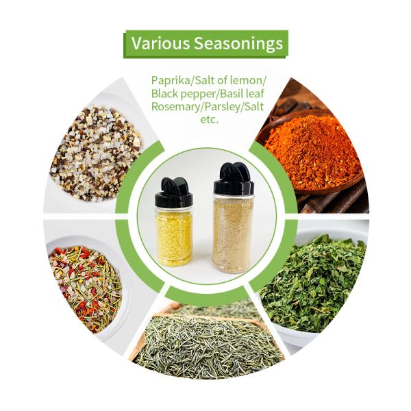 Clear PET Bottle BBQ Condiment Seasoning Plastic Salt Shakers Jar PET Spice Bottles Dry Food