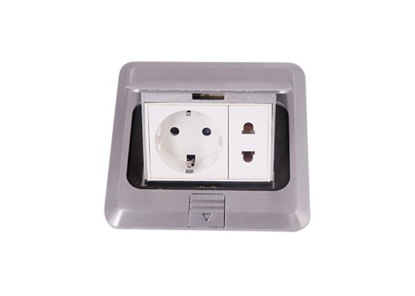 Home / Office Floor Mounted Power Sockets Square Shape Drawnench Silver Color