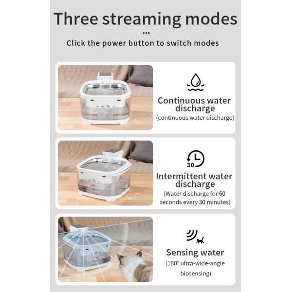 Eco-Friendly Large Capacity Wireless Smart Pet Water Fountain with 304 Stainless Steel & PC Automatic for Cats & Dogs Indoor Use