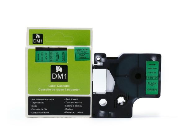 7 Metre Length And 6mm Width  D1 Dymo Replacement Tape 43619 Black On Green