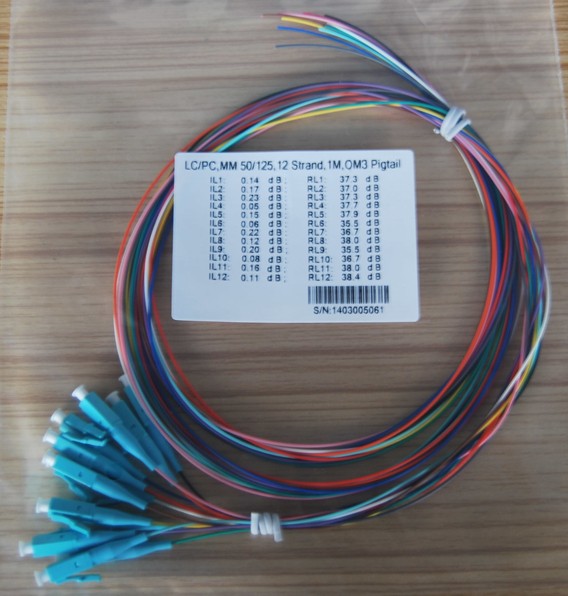 SC UPC OM3 50/125 Fiber Optic Pigtail Aqua Fiber Optical Patch Pigtail For Network