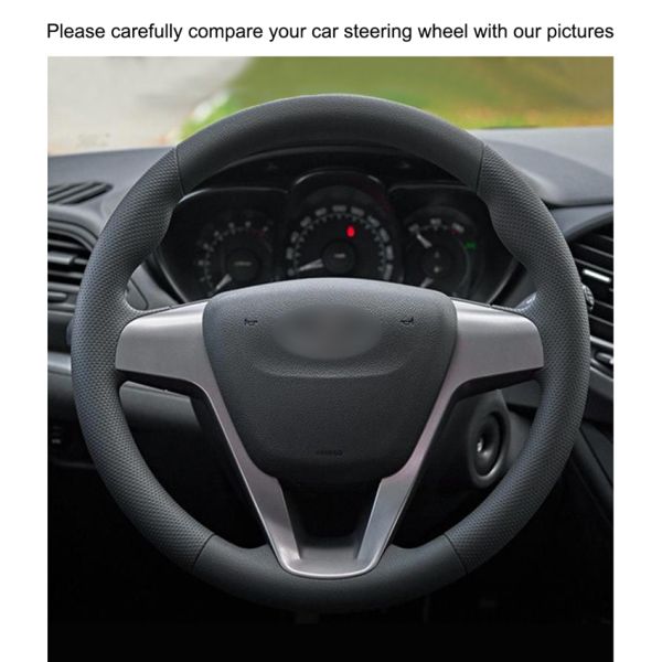 MEWANT Auto Parts For Lada Vesta 2015-2020 / Xray 2015-2020 Car Hand Stitching Genuine Leather Steering Wheel Cover Logo Custom