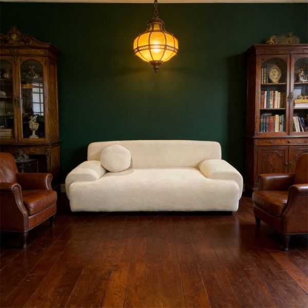Modern Square Wooden Frame Sectional Sofa Set with Fabric Velvet Upholstery for Living Room Home Use
