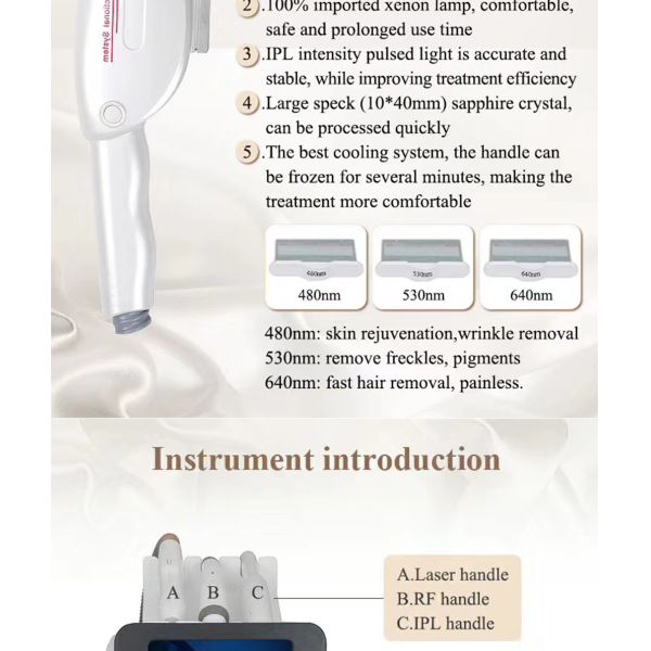 Машина 3 удаления татуировки лазера пикосекунды 1064 Nm в 1 ручке Ipl Rf