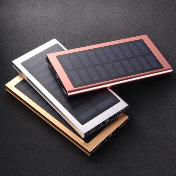 Super Slim Allumium 10000mAh  Solar Power Charging Waterproof Solar Power Bank with Flash light