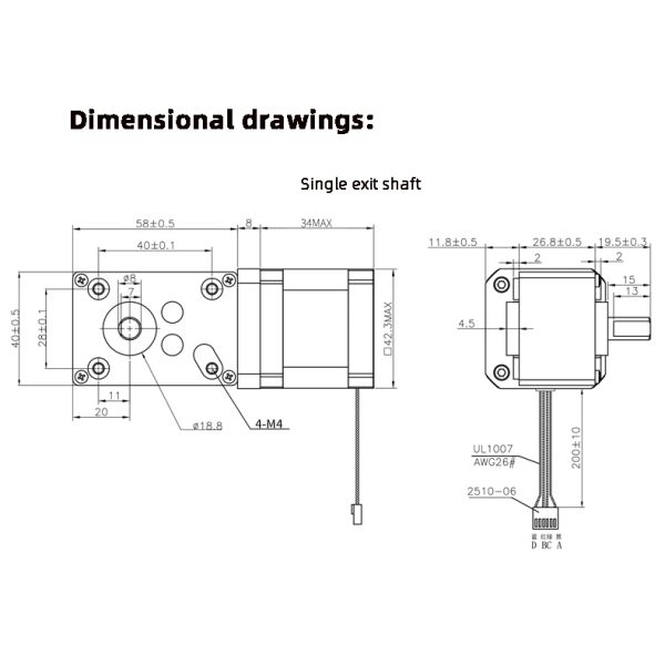 Мотор планетарной шестерни Rpm мотора 200 шестерни червя DC высокого вращающего момента Stepper