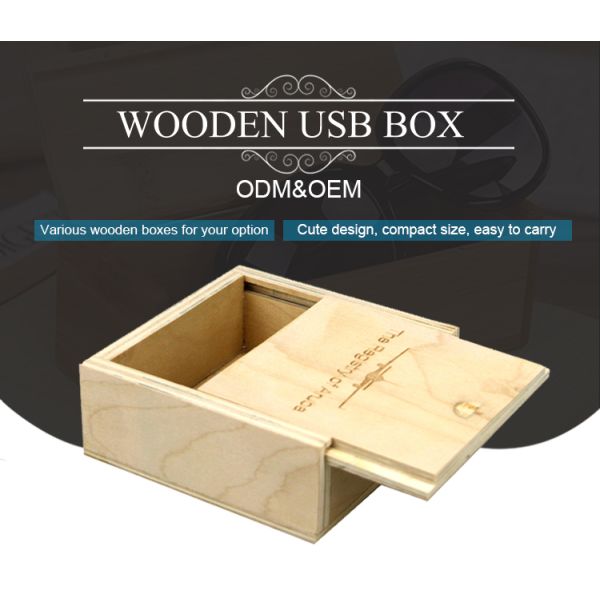 Customized Natural Unfinished Square Wood Packaging Box with Sliding Lid and Material