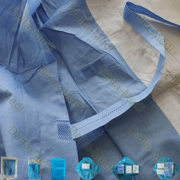 Blue Knitted Cuff Disposable Surgical Gown 50*80cm Powerful Tensile Strength