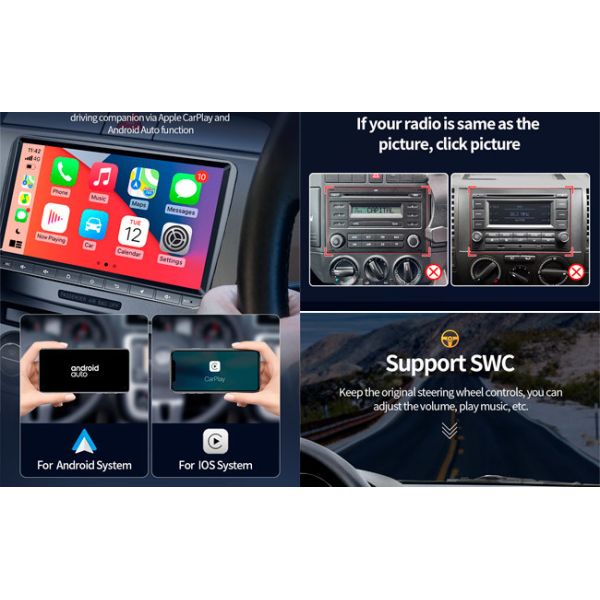 Автомобильный радиоприемник 2+32G VW навигации GPS Bluetooth стерео Passat Tiguan автомобиля андроида 9 дюймов