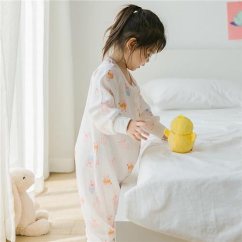 Infants Toddlers Long Sleeves Muslin Baby Pajamas Baby Jumpsuits With Safety Printing