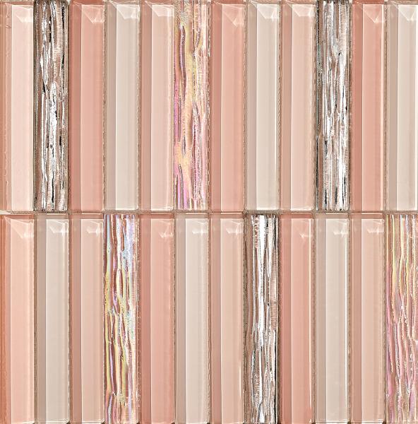 Mosaicos de vidrio para pared interior rosa claro de 300x300mm antideslizantes y duraderos para hotel y balcón