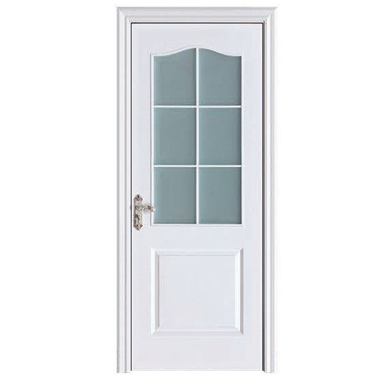 China Other Style Simple Waterproof Interior Solid Wooden Door Melamine Entrance Bathroom Wood WPC Doors with Glass With Smart Lock