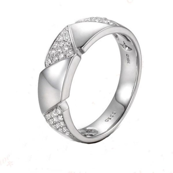 18K White Gold 0.3 Carat Diamonds  Wedding Band Ring for Women (GDR007)