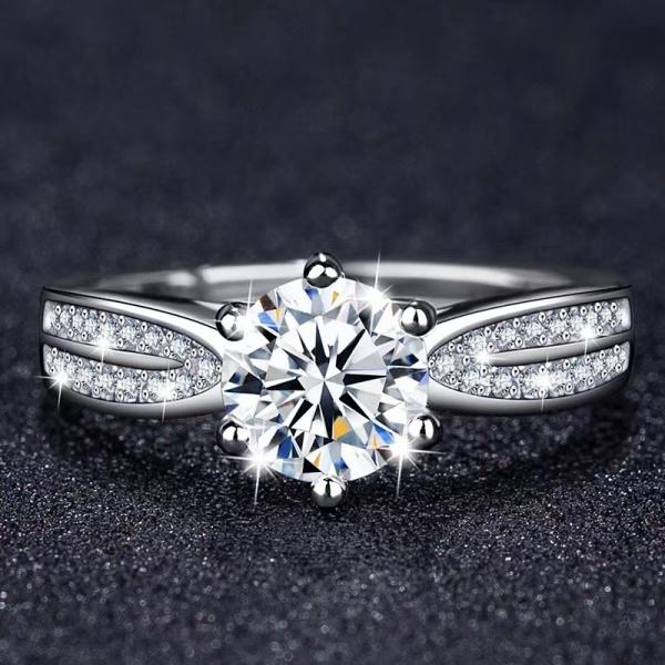 Fashion Moissanite Gold Stainless Steel Ring Silver Diamond Women'S Engagement Rings