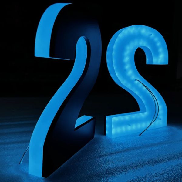 Custom 3D Stainless Steel Acrylic Blue Backlit LED Letter Sign