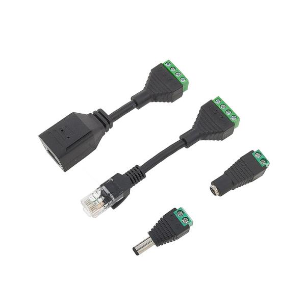 Female Jack RJ45 Network Connector Male DC Power Plug To Screw Terminals Adapter for CCTV Camera