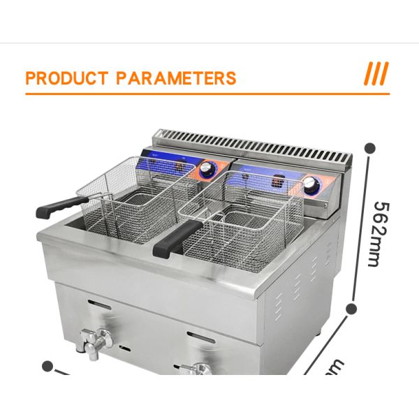 220V двойной резервуар газовый глубокий фритюрный аппарат для ресторана быстрого питания Нержавеющая сталь куриный фритюр