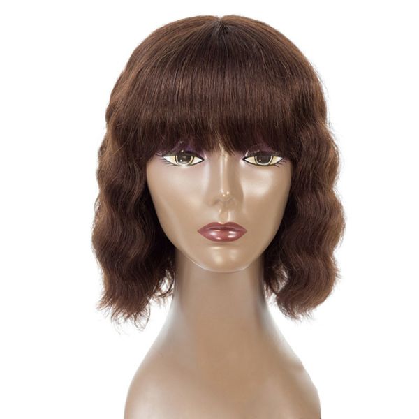 250g-450g Brazilian Human Hair Wig Bulk Virgin Remy Machine Made Short Bob Wigs With Bangs Vendors