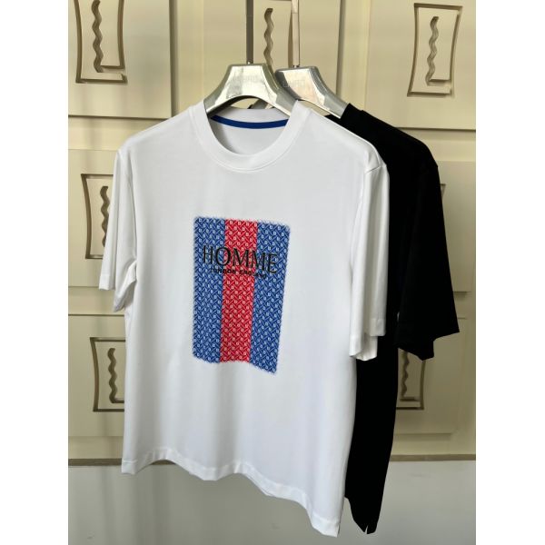Crew Neck Embroidered T-shirt | 3D Letter & Pattern Design Luxury Round Neck Men's T-Shirt Jersey Manufacture