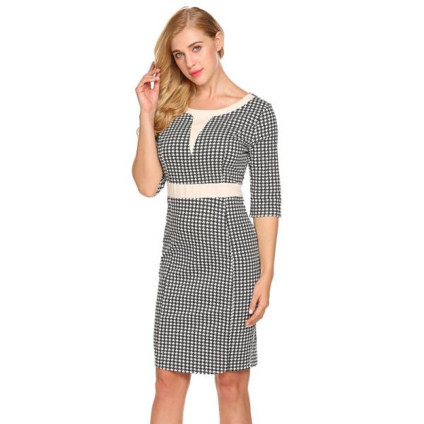 Vestido blanco y negro popular del lápiz de la guinga