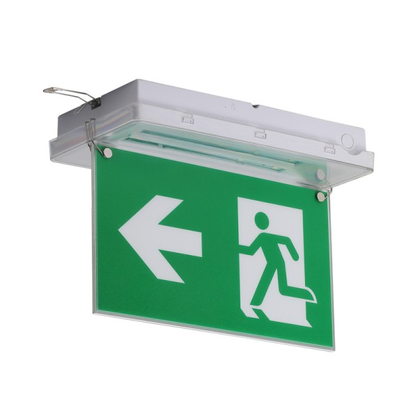 Emergency Exit Sign Light Ceiling Recessed Ni-Cd Battery IP65 Rated 5730 SMD LED