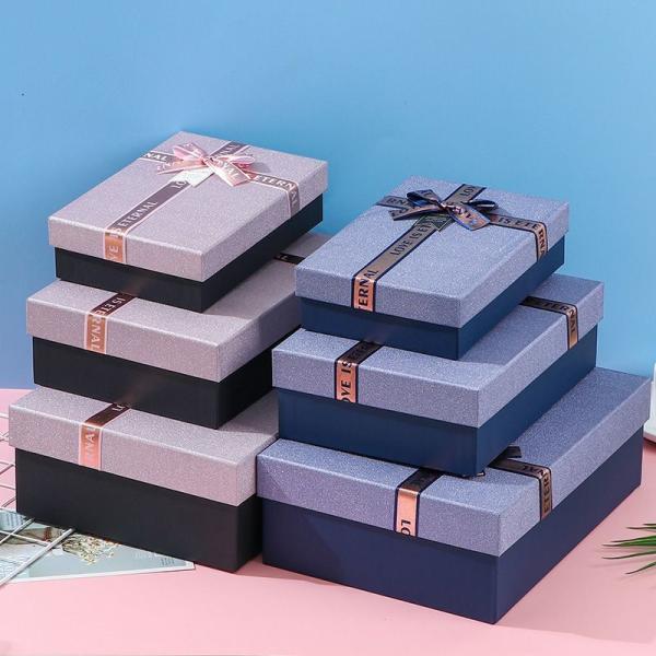 Ribbon Bow Tie Gift Box Packaging Lid And Base Luxury Gift Paper Packaging Boxes