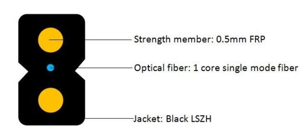 Steel Rod 1 Core Indoor FTTH Drop Cable With Glue G657a2 GJXFH