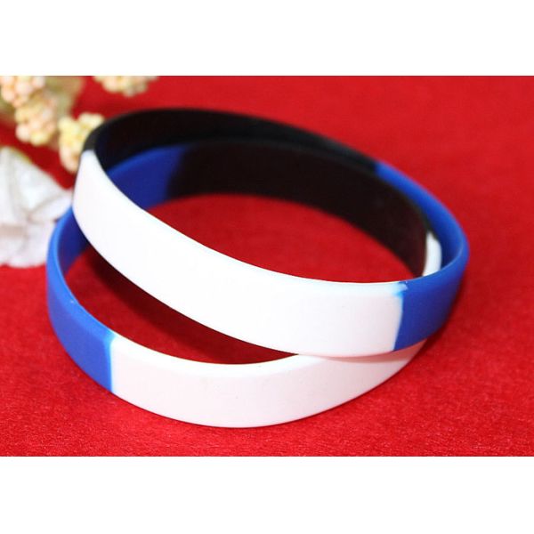 Washable Imprinted Rubber Bracelets , Personalized Silicone Wristbands Non Toxic