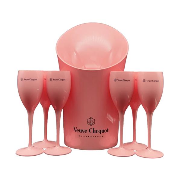 Classic 6oz Pink Plastic Champagne Glasses Veuve Clicquot Yellow Champagne Flutes