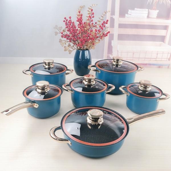 Hot Sale Color Cookware Non Stick Cookware Sets 12pcs Stainless Steel Cooking Pot