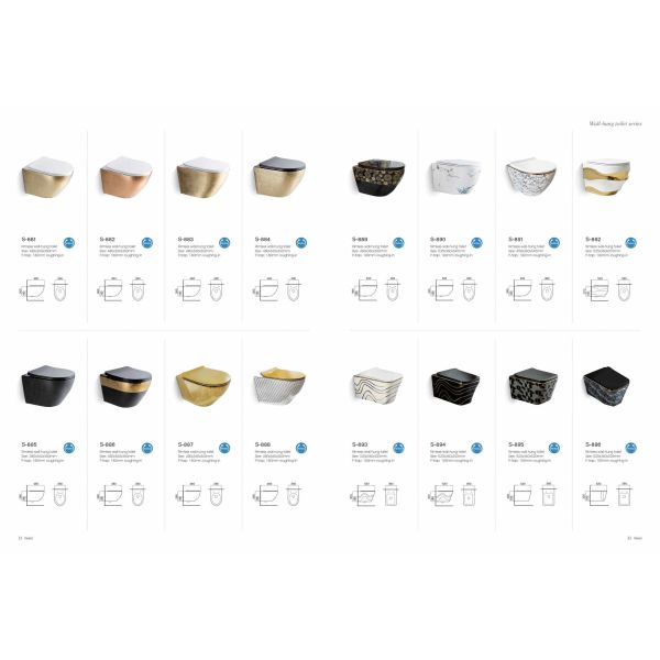 Cisterna de cerámica oculta colgada en la pared inodoro sin borde suspensión flotante para el baño