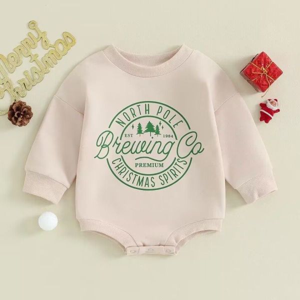 1 Pcs Custom Tag Christmas Cotton Romper Spring Autumn Newborn Infant Toddler Boys Girls Clothing Long Sleeve baby Cloth
