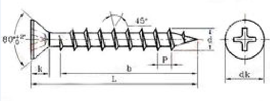 Pozi Recess Flat Head Carbon Steel Chipboard Screws for Plastic 6.8 Grade