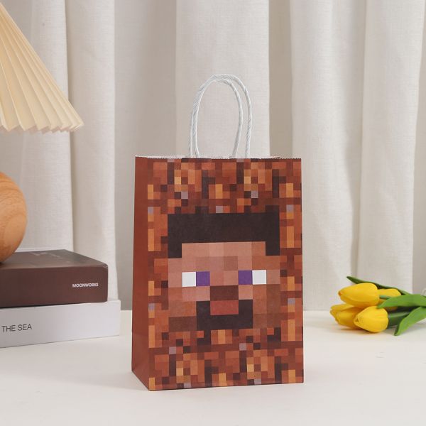 Hand Length Handle Purple Kraft Paper Candy Bags for Wedding and Gift Packaging
