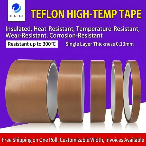 PTFE Coated Fiberglass Tape/fiberglass ptfe tape,/teflon cloth tape/high temperature cloth tape, silicone adhesive teflon tape High Temperature 300℃ Non-stick Teflon Cloth