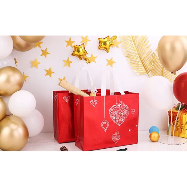Glossy Glitter Durable Reusable Grocery Bag Tote Bag Handles Bag,Medium Non-woven Fashionable Present Bag Gift Bag,Goodi