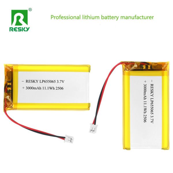 Square Lipo Battery 655065 3000mAh 3.7V 11.1wh Power Rechargeable Lithium Polymer Battery Pack