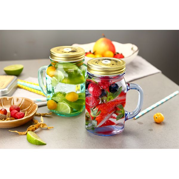 500ml Heat Resistant Thick Colorful Glass Mason Jar Cup
