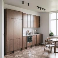 Moderne appartement cadre-ligne panneau de porte en bois placage Matt laque armoires de cuisine