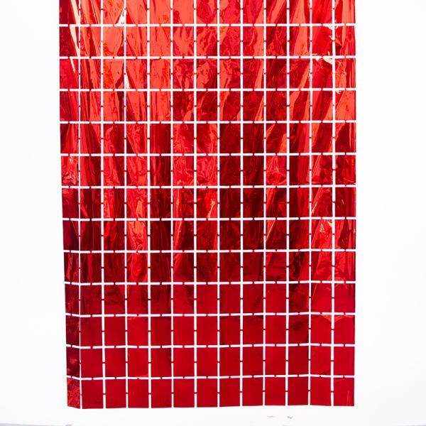 Red Square Curtain Foil Fringe Curtain Backdrop 1m*2m Customized
