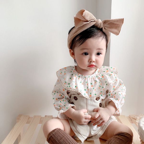 Headwear baby kids bow hair wide elastic accessories solid color girls headband OEM logo