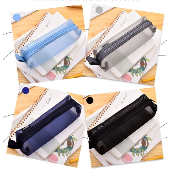 Pen bag creative personality net transparent storage bag junior high school students pen bag makeup bags