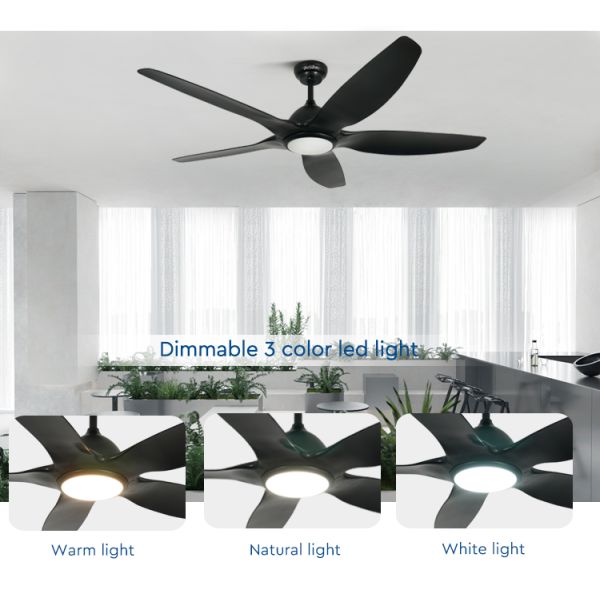 led ceiling fan fã de teto 60inch de baixo nível de ruído 38W com controlo a distância bem escolhido de 5 velocidades