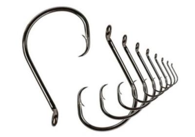 High Carbon Steel Sea Fishing Hooks / Circle Fishing Hooks Black Color