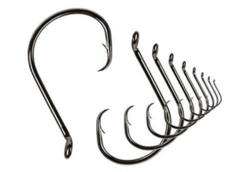 High Carbon Steel Sea Fishing Hooks / Circle Fishing Hooks Black Color