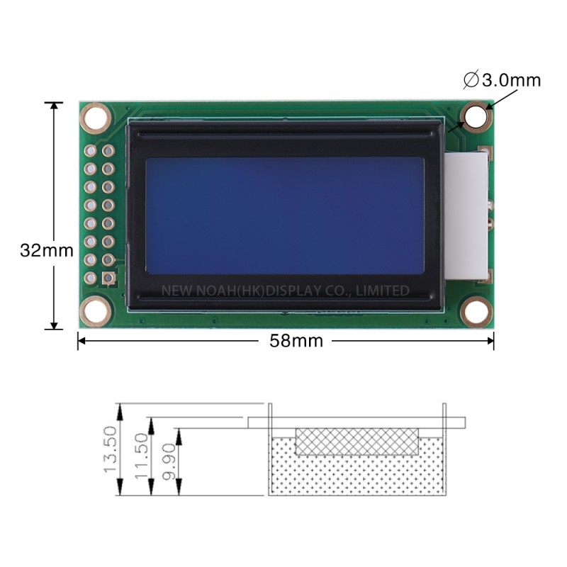 Blue Film 0802B Character Dot Matrix Screen LCD 8*2-Character LCD Screen COB LCD Module